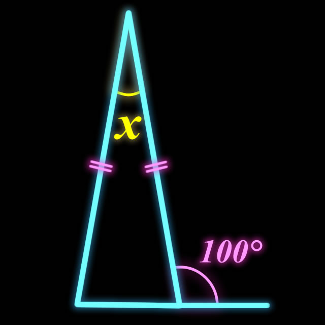 【脳トレクイズ】二等辺三角形となると…Xの角度を求めよ