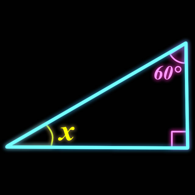 【脳トレクイズ】おなじみの直角三角形だよ！Xの角度を求めよ