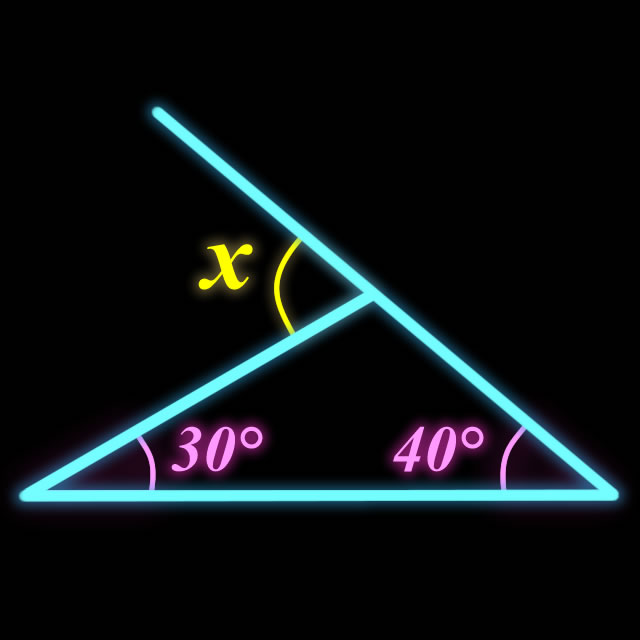 【脳トレクイズ】三角形の外角Xの角度を求めよ