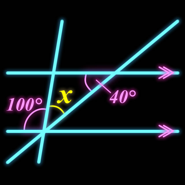 【脳トレクイズ】平行線に注目して、Xの角度を求めよ