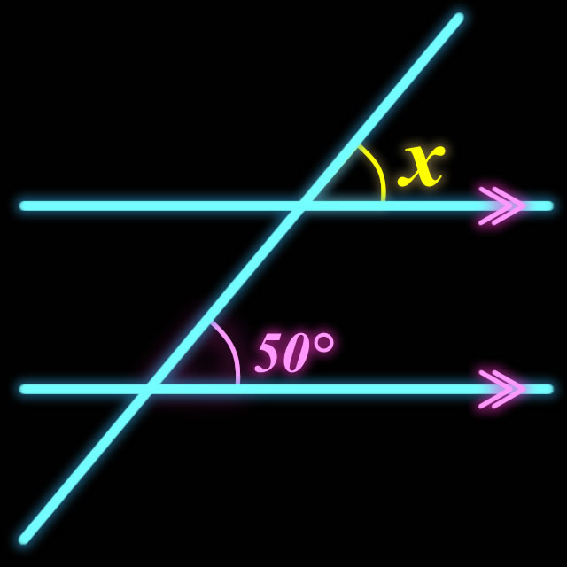 【脳トレクイズ】平行な直線に交わる線の角度Xを求めよ