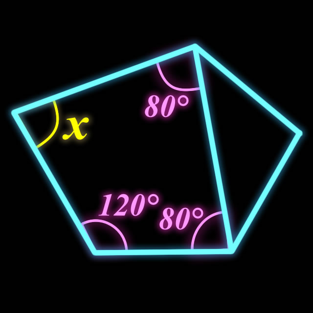 【脳トレクイズ】ヒントは多角形の内角の和！Xの角度を求めよ