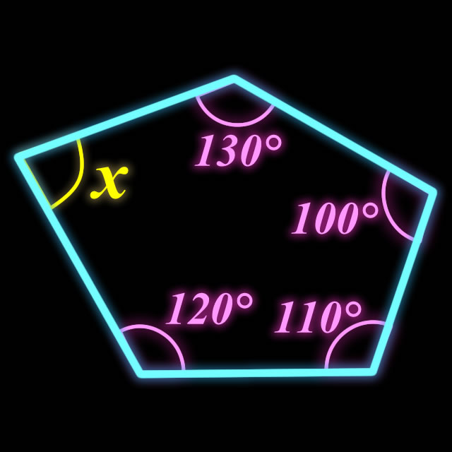 【脳トレクイズ】五角形の内角の和はいくつ⁈ Xの角度を求めよ