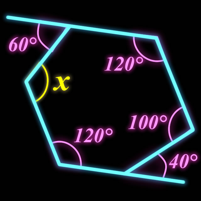 【脳トレクイズ】小学5年生レベルからの出題！六角形のXの角度を求めよ