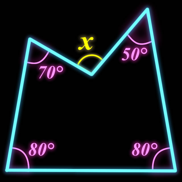 【脳トレクイズ】Xの角度、わかるかな？ヒントは四角形の角度の合計！