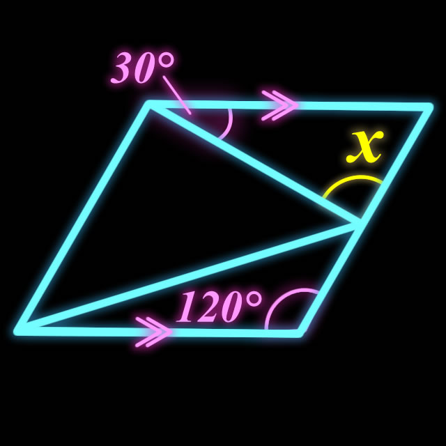 【脳トレクイズ】小学生なら速攻解けちゃう！Xの角度を求めよ