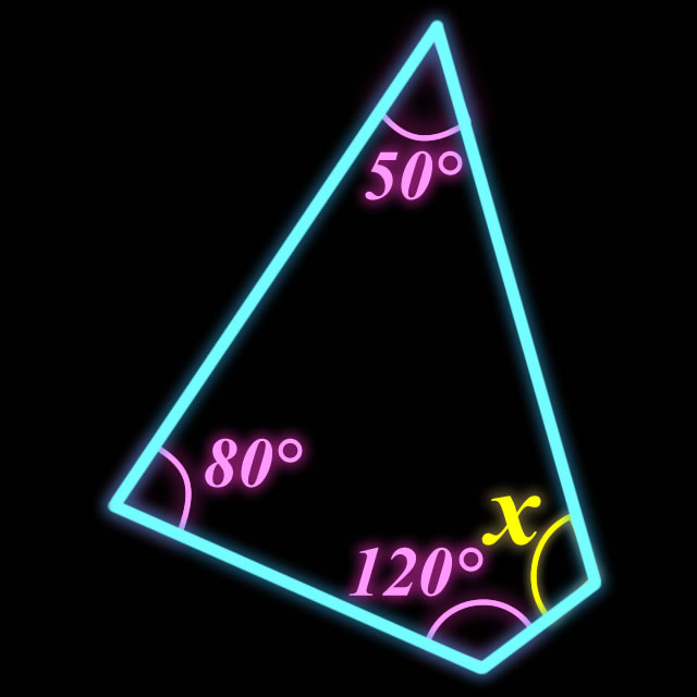 【脳トレクイズ】四角形の内角の和の合計は？Xの角度を求めよ