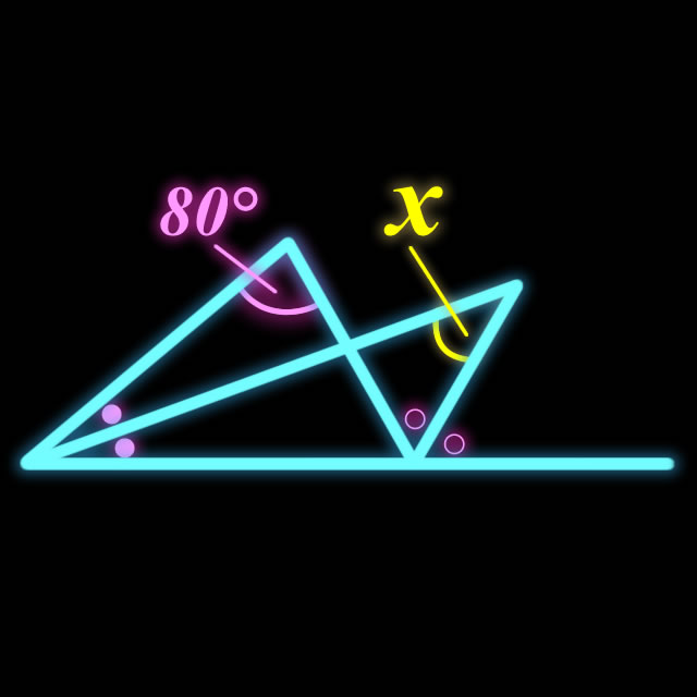 【脳トレクイズ】ピンクの丸の角度がポイントだよ！Xの角度を求めよ