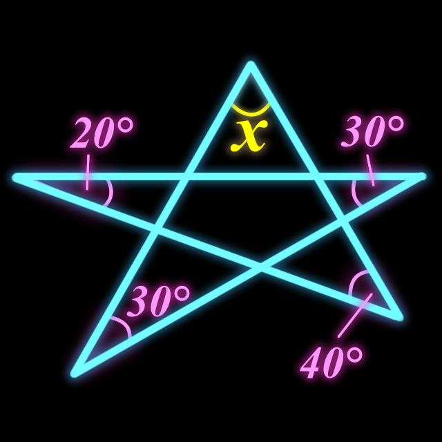 【脳トレクイズ】星形を3つに分けてみよう！Xの角度を求めよ