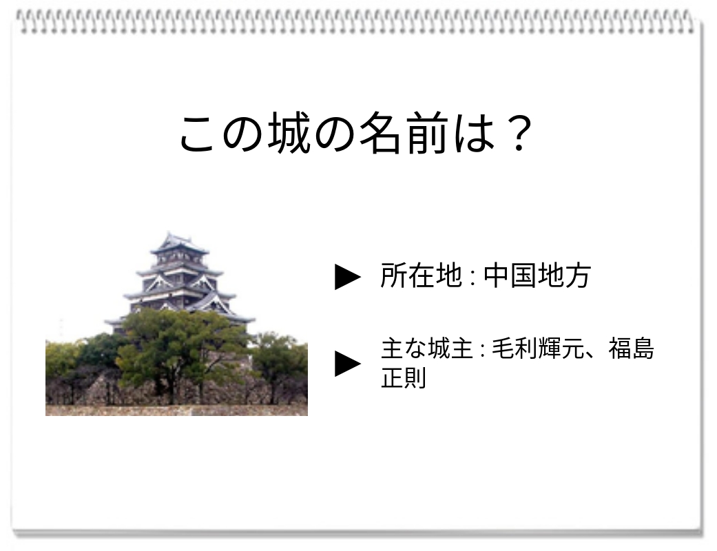 【脳トレクイズ】中国地方にある「鯉城」と呼ばれる城の名前は何？