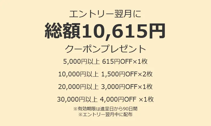 エントリーするとクーポンプレゼント！