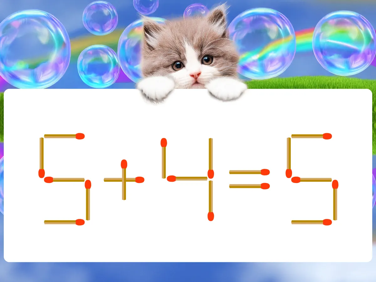 マッチ棒クイズ5+4=5