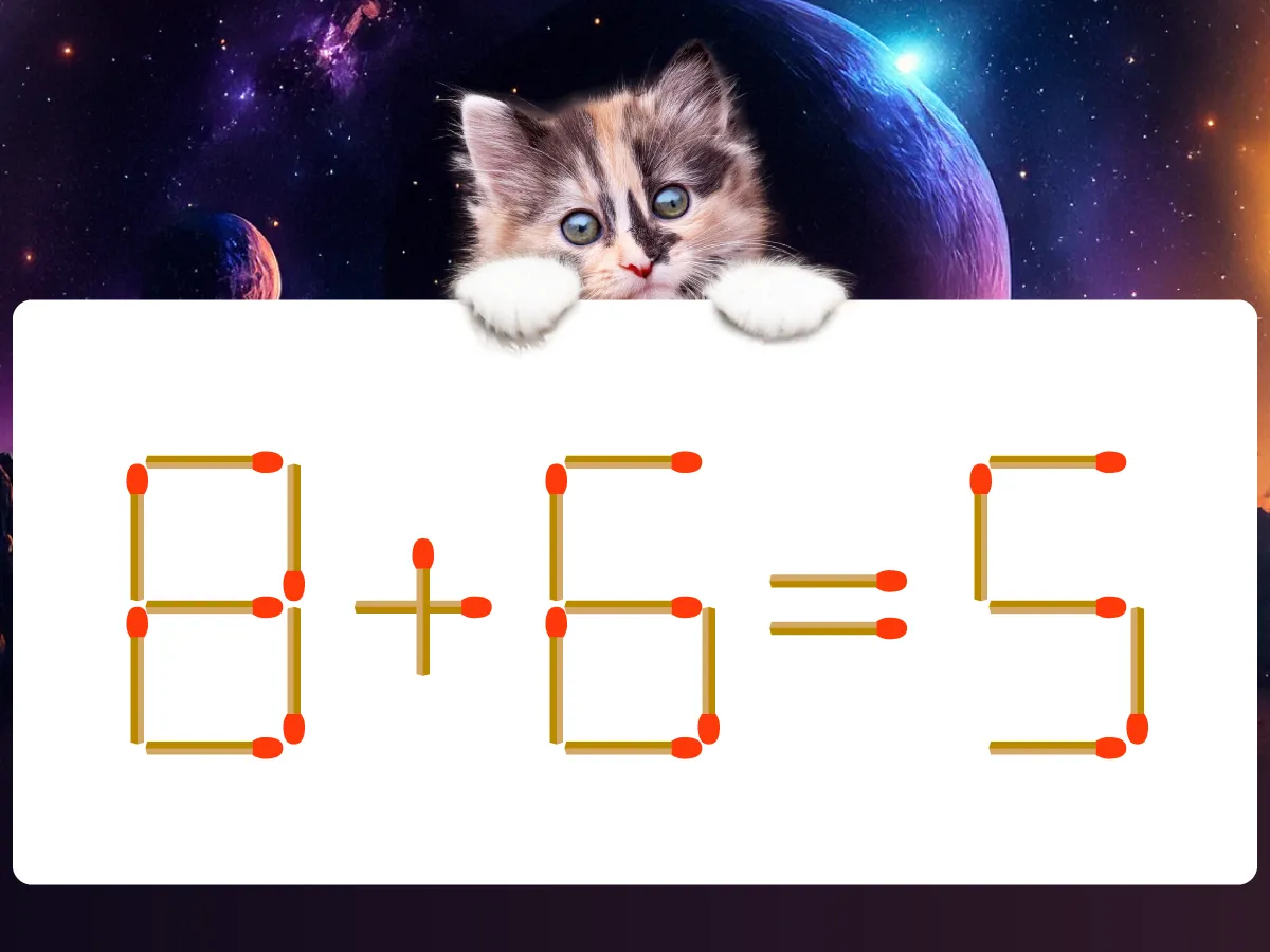 マッチ棒クイズ8+6=5