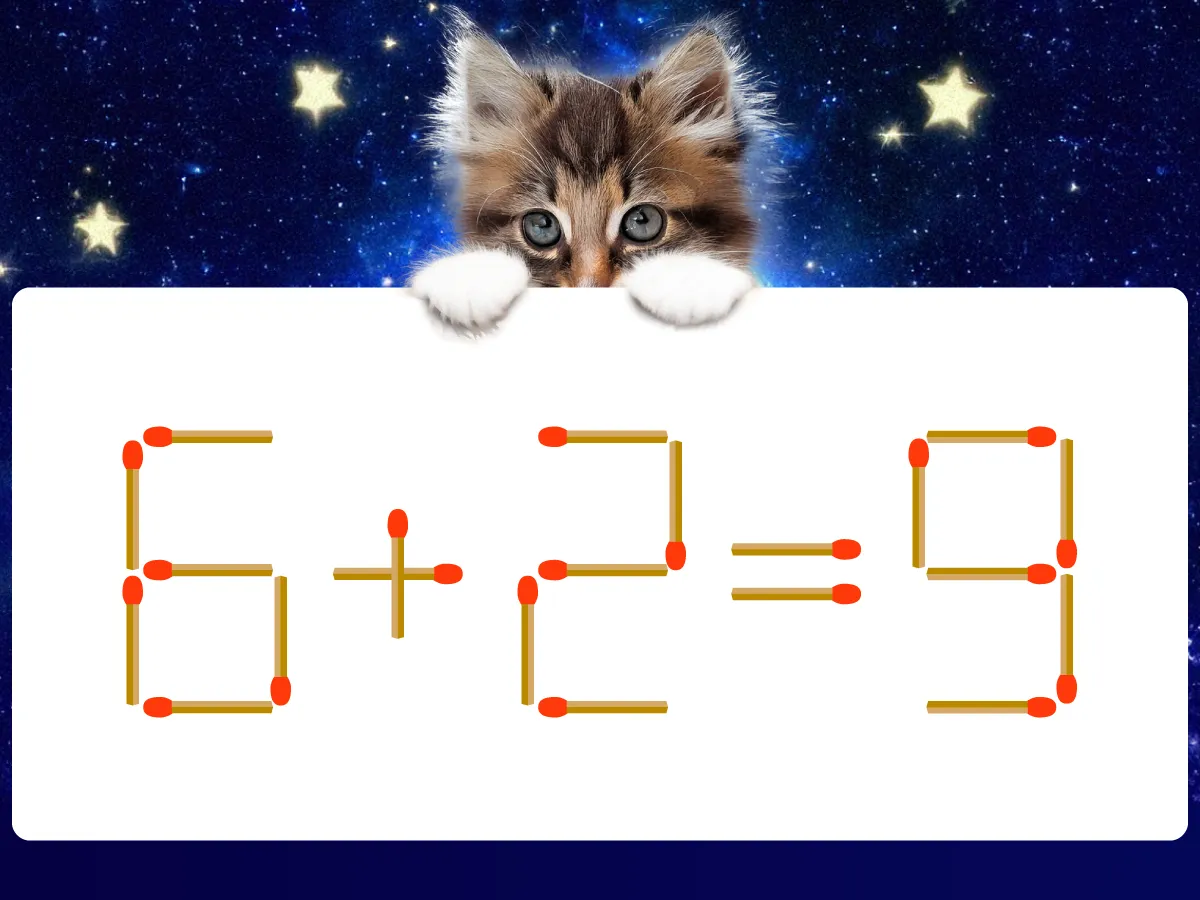 マッチ棒クイズ6+2=9