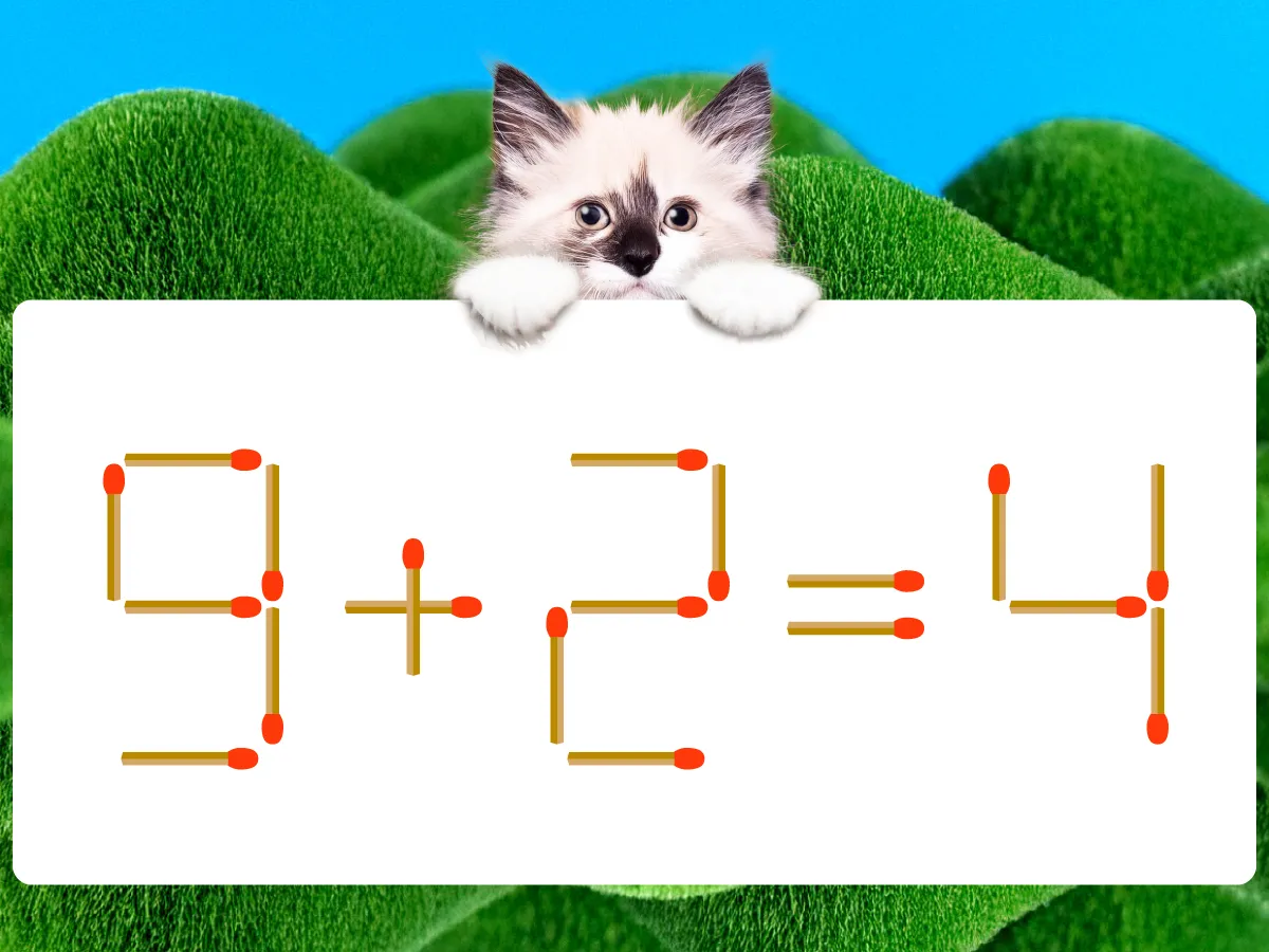 マッチ棒クイズ9+2=4