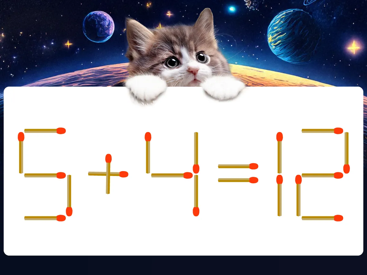 マッチ棒クイズ5+4=12