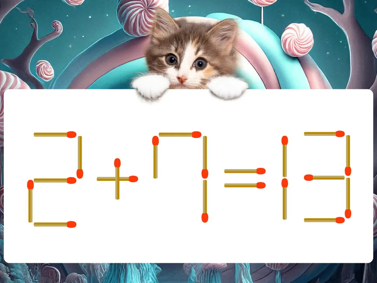 マッチ棒クイズ2+7=13