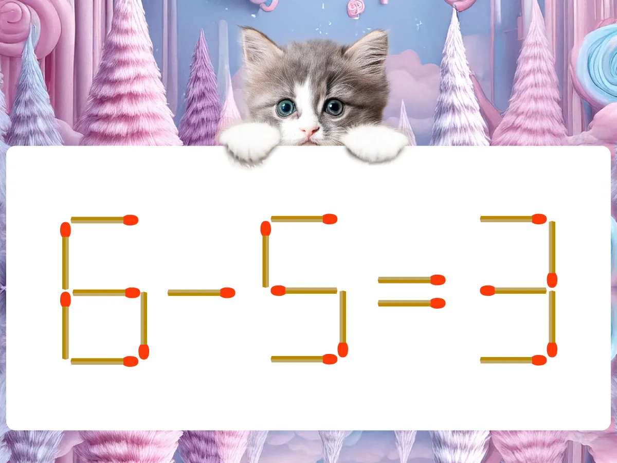 マッチ棒クイズ6-5=3