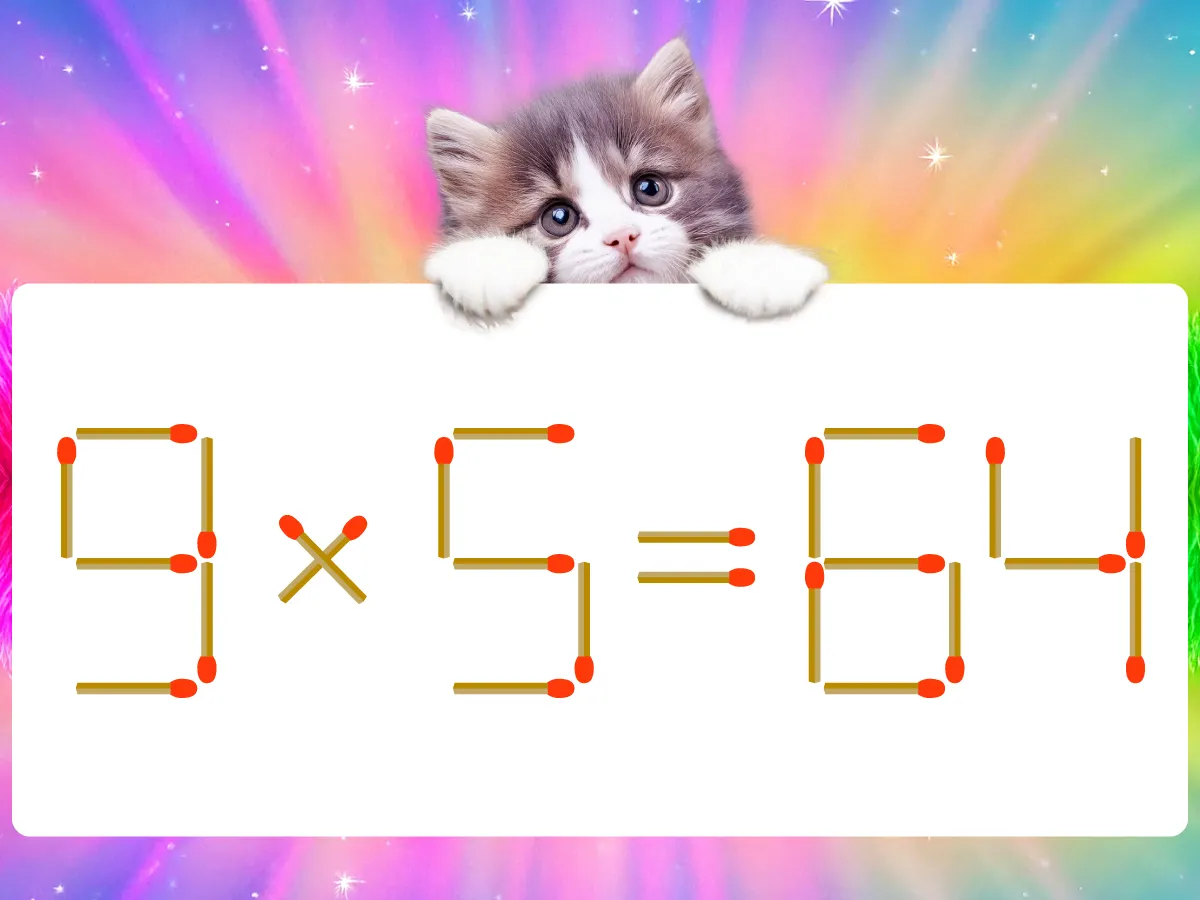 マッチ棒クイズ9×5=64