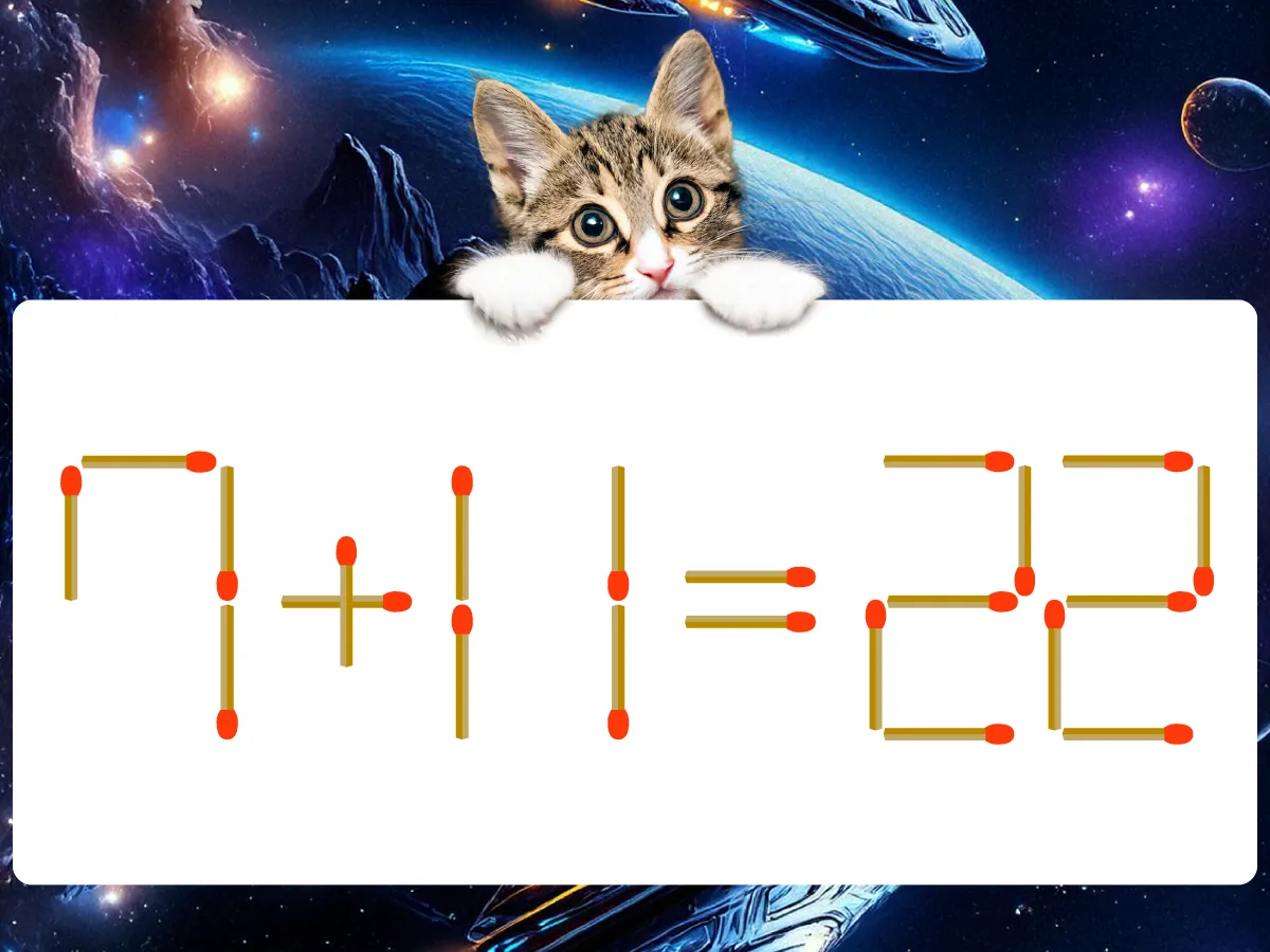 マッチ棒クイズ7+11=22