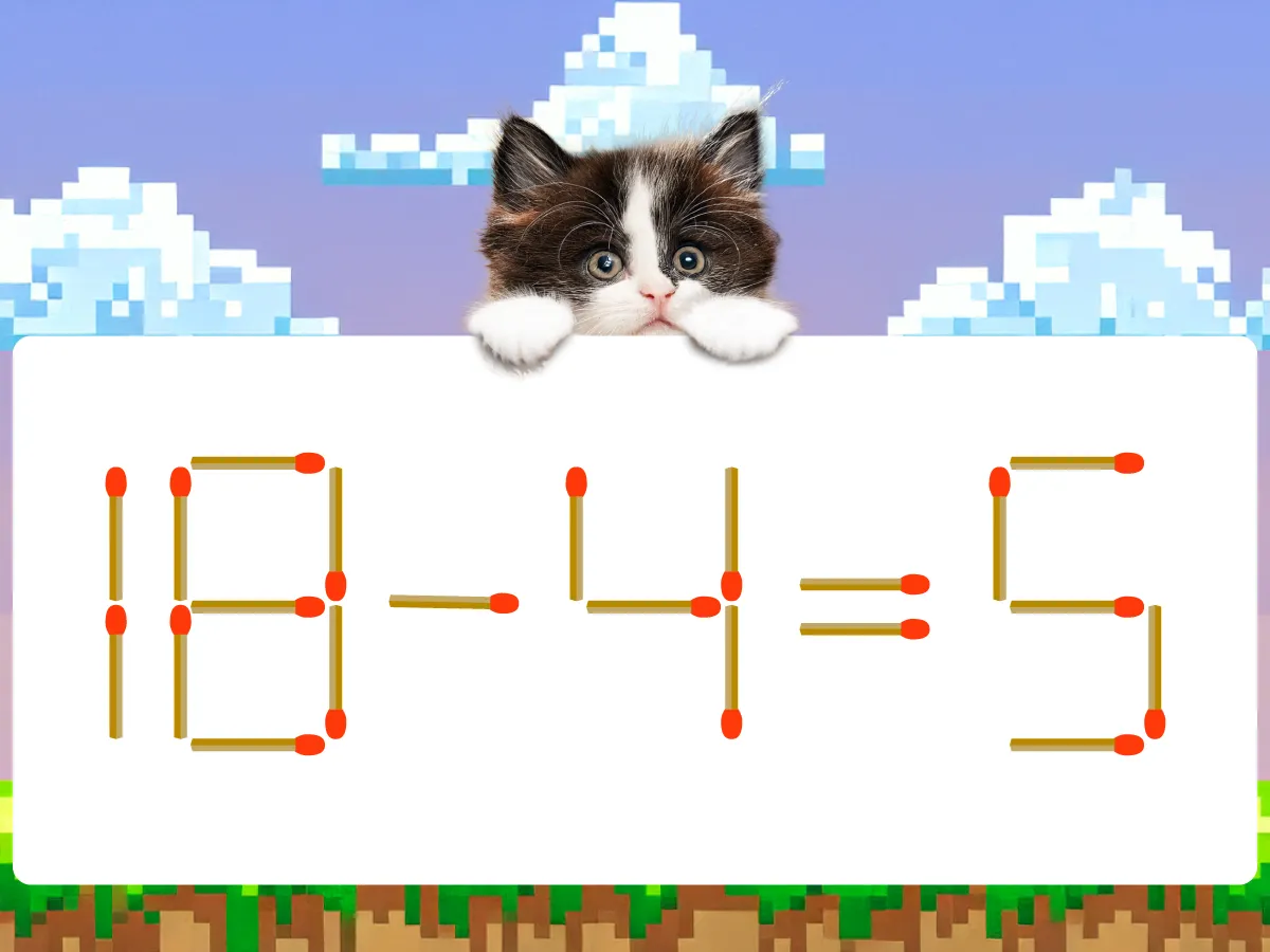 マッチ棒クイズ18-4=5