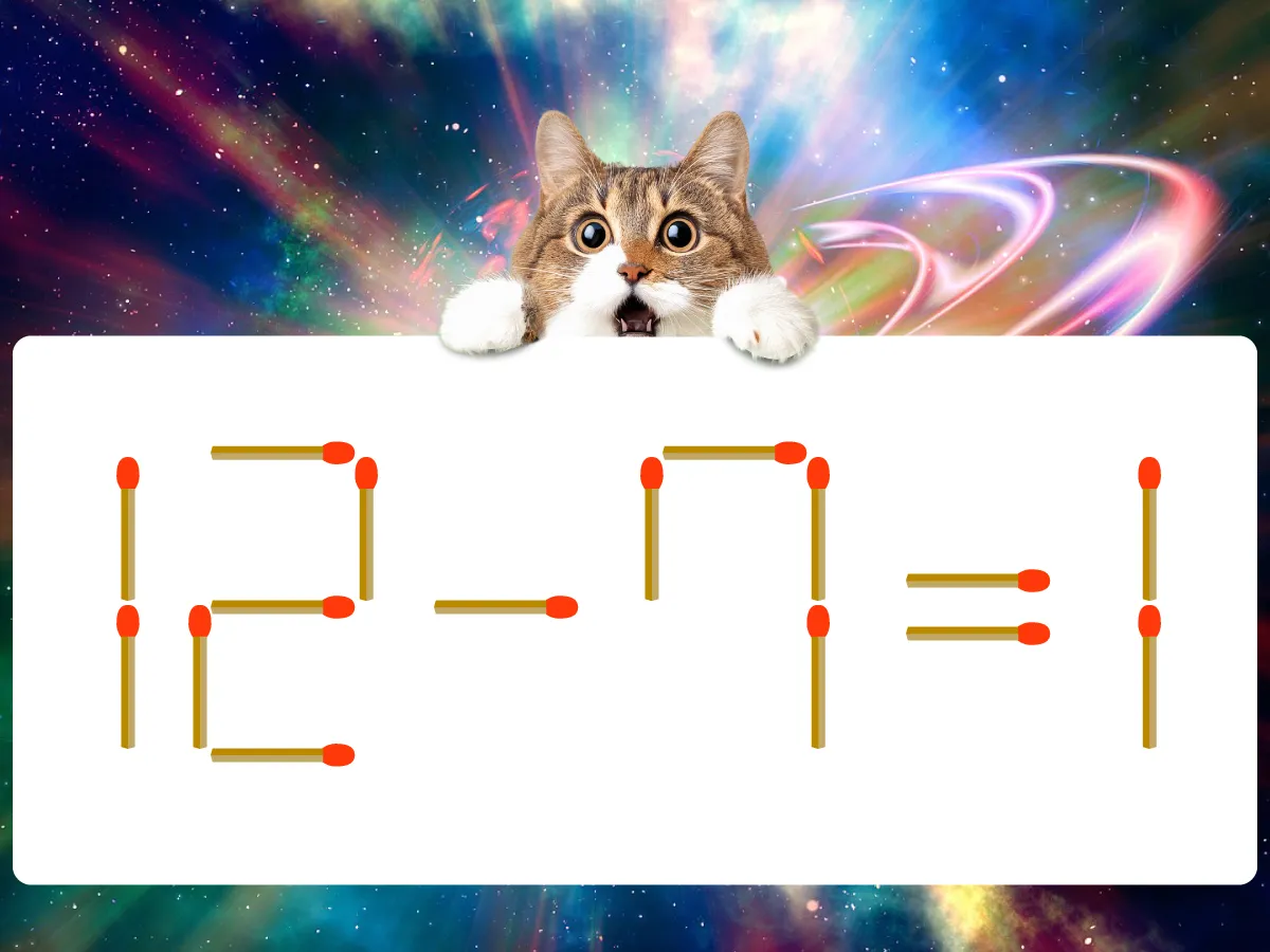 マッチ棒クイズ12-7=1