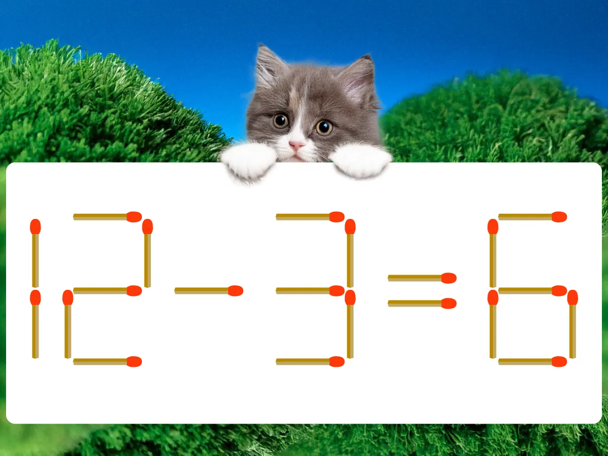 マッチ棒クイズ12-3=6
