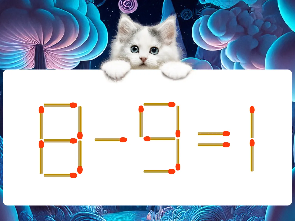 マッチ棒クイズ8-9=1