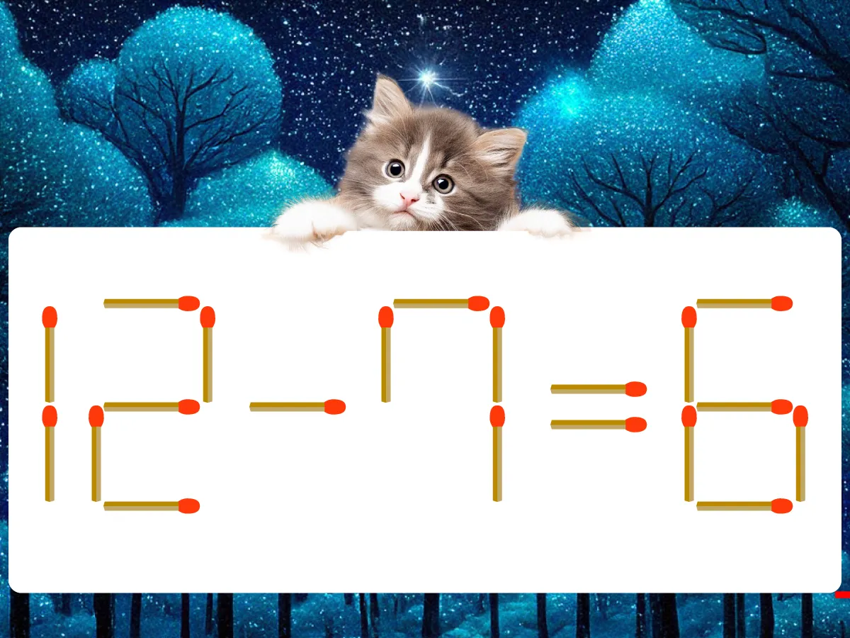 マッチ棒クイズ12-7=6