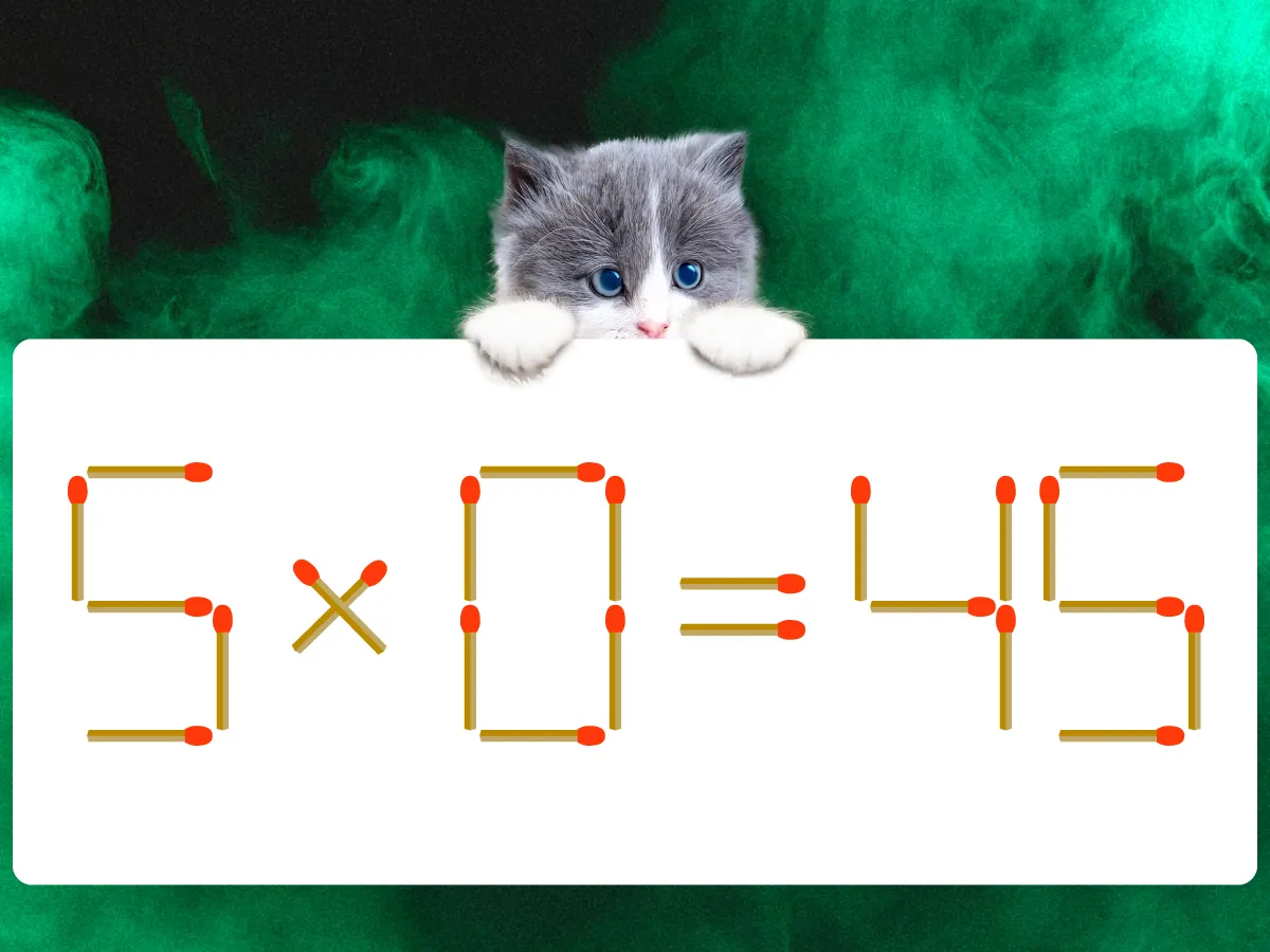 マッチ棒クイズ5×0=45