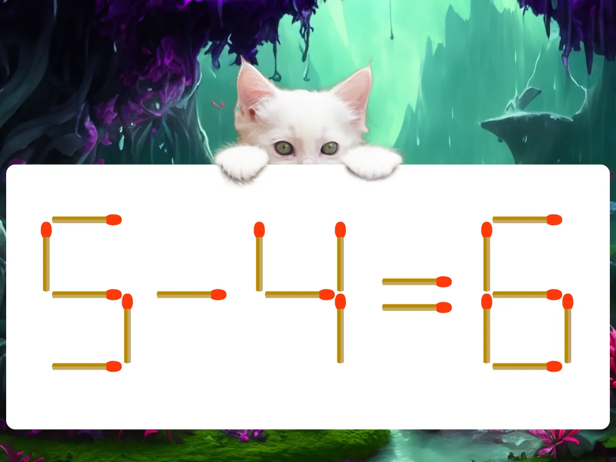 マッチ棒クイズ5-4=6