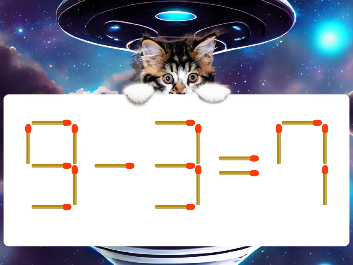 マッチ棒クイズ9-3=7
