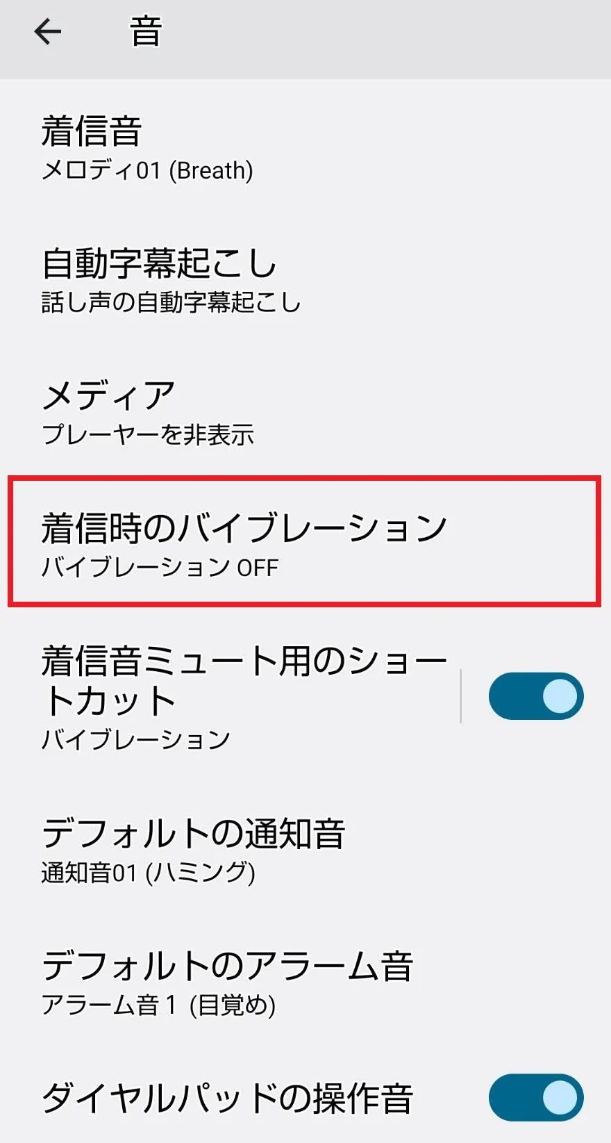 「設定」アプリからバイブレーションをオンにする
