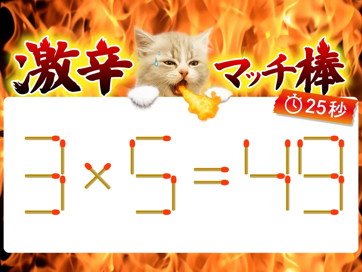 マッチ棒クイズ3×5=49